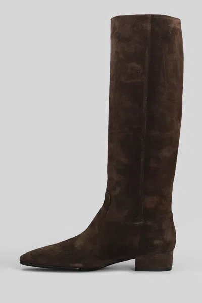 Fabio Rusconi Low Heels Boots In Taupe Suede In Brown