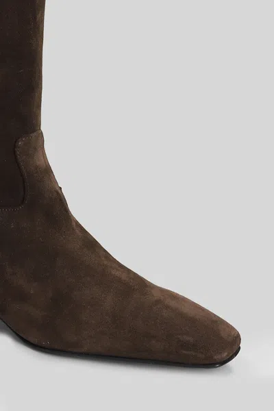 Fabio Rusconi Low Heels Boots In Taupe Suede In Brown