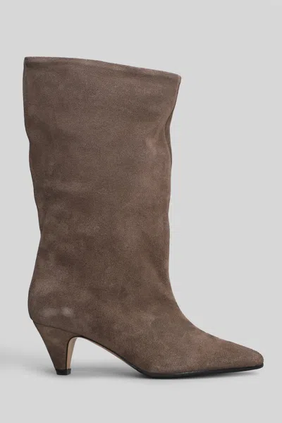 Fabio Rusconi High Heels Ankle Boots In Taupe Suede In Brown