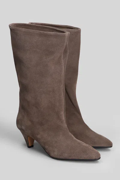 Fabio Rusconi High Heels Ankle Boots In Taupe Suede In Brown