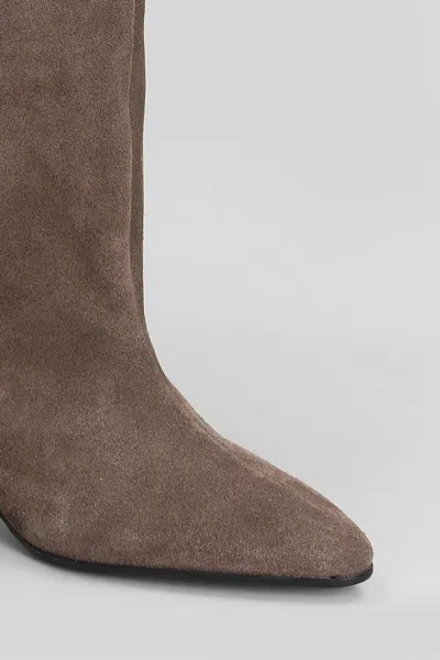 Fabio Rusconi High Heels Ankle Boots In Taupe Suede In Brown