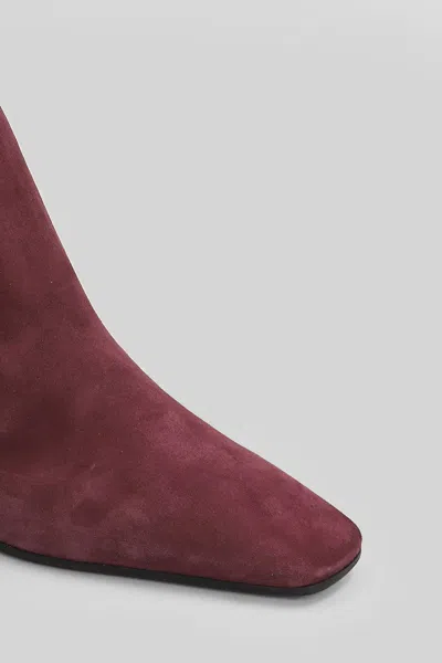 Fabio Rusconi High Heels Ankle Boots In Bordeaux Suede In Burgundy