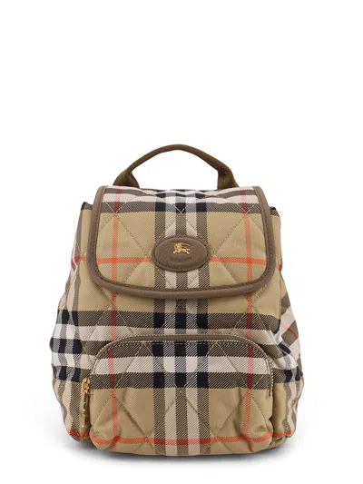 Burberry Mini Horseshoe Quilted Check Backpack In Neutral