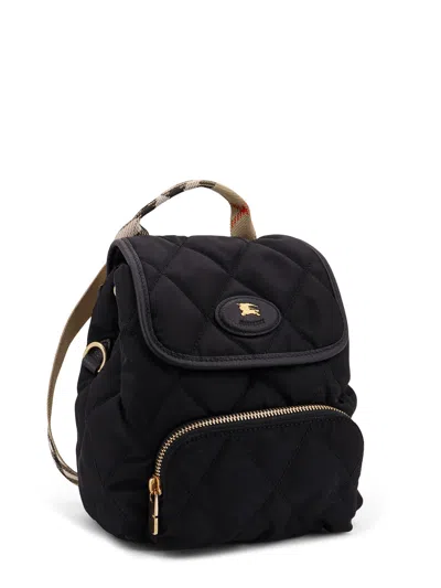 Burberry Nylon Backpack With Leather Logo Patch In Black