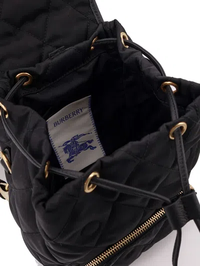 Burberry Nylon Backpack With Leather Logo Patch In Black