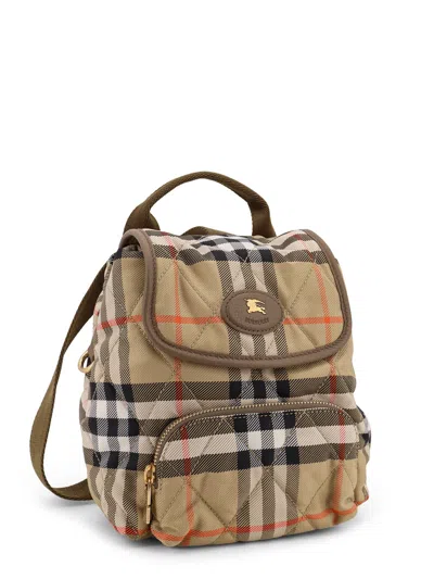 Burberry Mini Horseshoe Quilted Check Backpack In Neutral