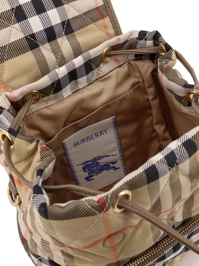 Burberry Mini Horseshoe Quilted Check Backpack In Neutral