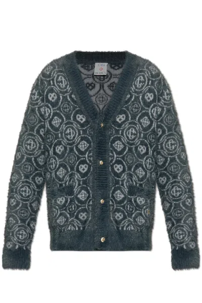 Casablanca Monogram Cardigan In Gray