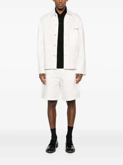 Givenchy Long Sleeve Denim Cotton Jacket With Pocket In White