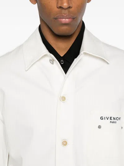 Givenchy Long Sleeve Denim Cotton Jacket With Pocket In White