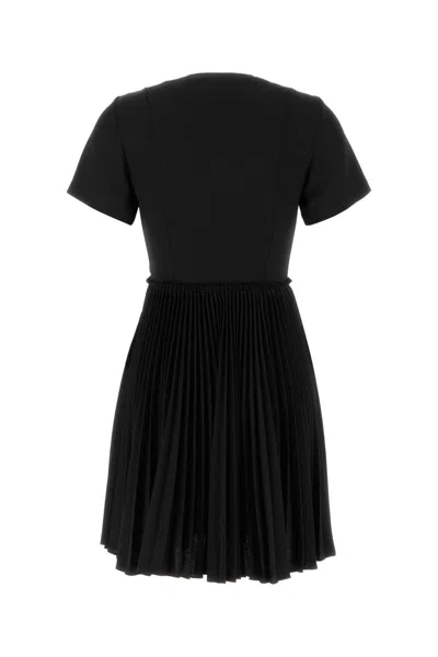 Burberry Ada Pleated Wrap Mini Dress In Black