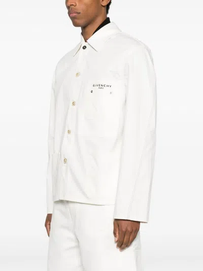 Givenchy Long Sleeve Denim Cotton Jacket With Pocket In White