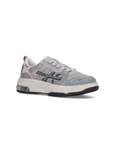 Premiata Low Top Sneakers Mesh Panels In Gray