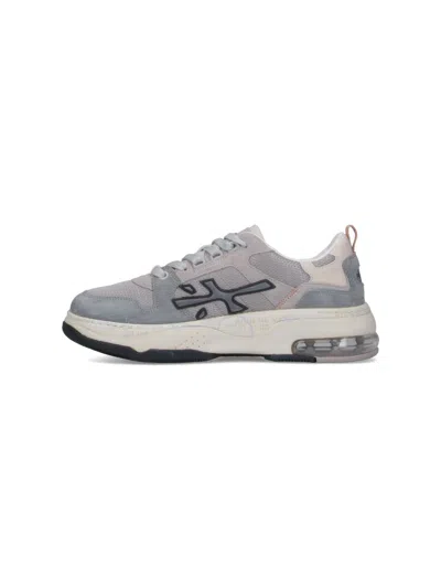 Premiata Low Top Sneakers Mesh Panels In Gray