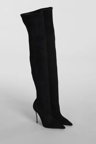 Casadei Blade High Heels Boots In Black Suede In Black
