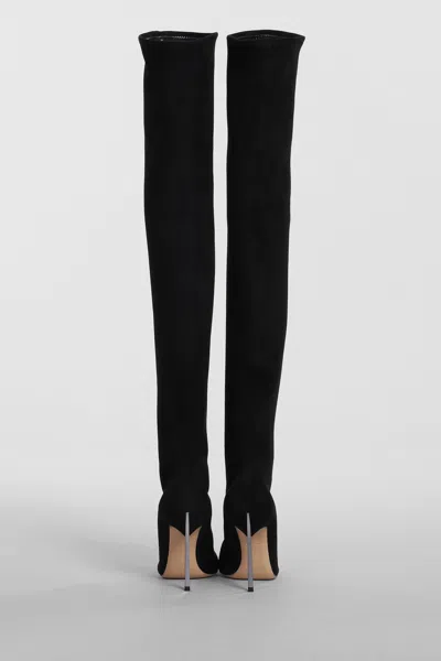 Casadei Blade High Heels Boots In Black Suede In Black