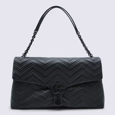 Gucci Black Leather Gg Marmont Maxi Shuolder Bag In Black