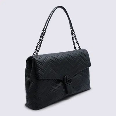 Gucci Black Leather Gg Marmont Maxi Shuolder Bag In Black