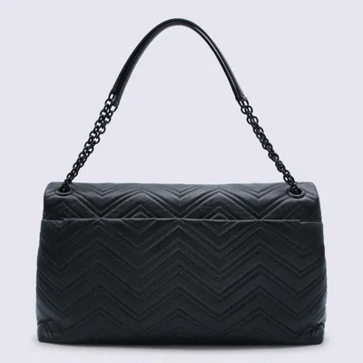 Gucci Black Leather Gg Marmont Maxi Shuolder Bag In Black