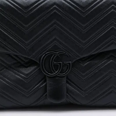 Gucci Black Leather Gg Marmont Maxi Shuolder Bag In Black