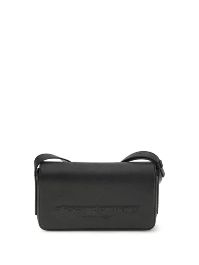 Alexander Wang Black Calf Leather Bos Taurus Shoulder Bag In Black