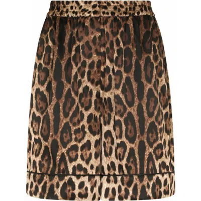 Dolce & Gabbana Leopard-print Silk-blend Satin Shorts In Animal Print