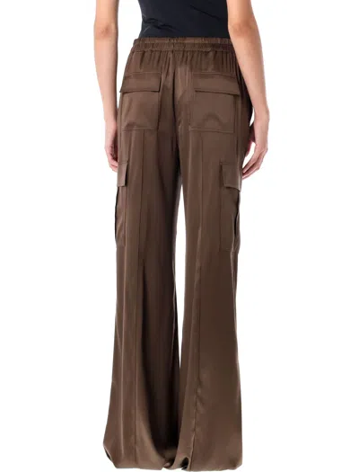 Tom Ford Silk Satin Cargo Pant With Drawstring Waist In Brown