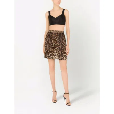 Dolce & Gabbana Leopard-print Silk-blend Satin Shorts In Animal Print
