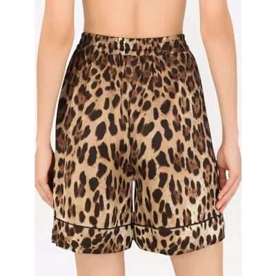 Dolce & Gabbana Leopard-print Silk-blend Satin Shorts In Animal Print