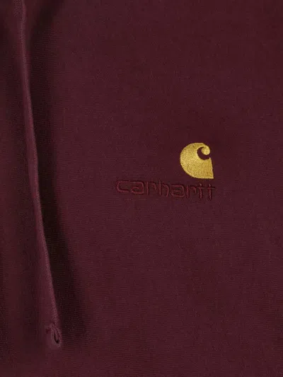 Carhartt American Script Hoodie In Burgundy