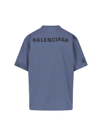 Balenciaga Back T-shirt In Blue