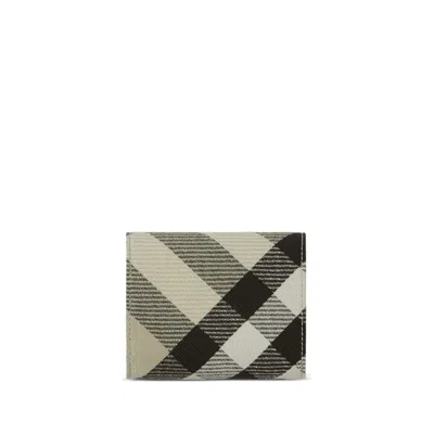Burberry Check-pattern Fold-over Wallet In Gray