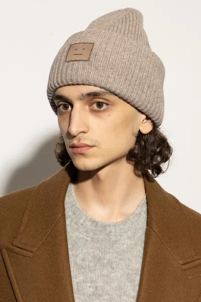 Acne Studios Wool Beanie With Logo In Brown
