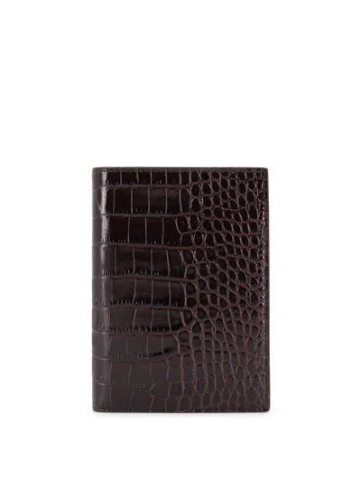Tom Ford Crocodile-print Leather Wallet In Brown