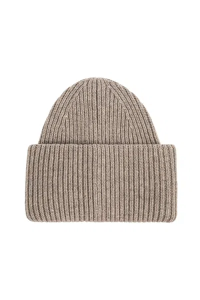 Acne Studios Wool Beanie With Logo In Brown
