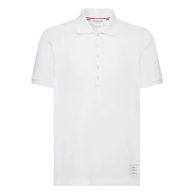Thom Browne Cotton Polo Shirt Featuring Point Collar And Short Sleeves In White