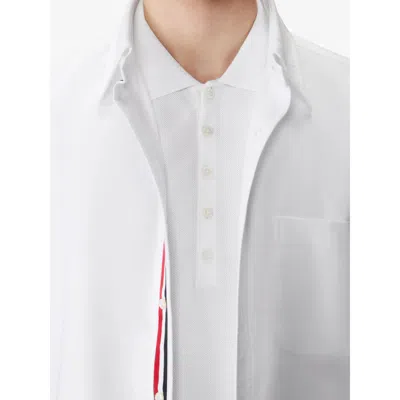 Thom Browne Cotton Polo Shirt Featuring Point Collar And Short Sleeves In White