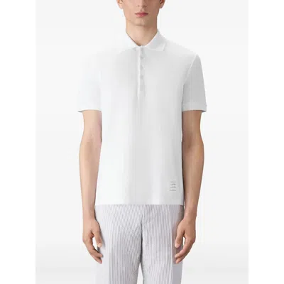 Thom Browne Cotton Polo Shirt Featuring Point Collar And Short Sleeves In White