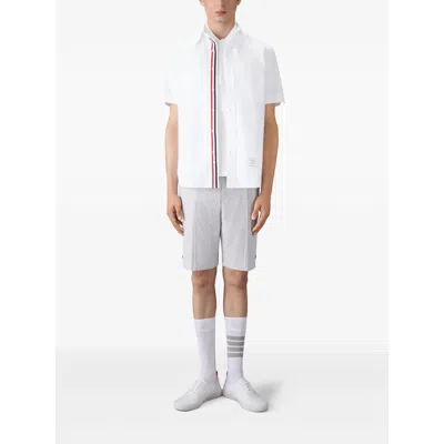 Thom Browne Cotton Polo Shirt Featuring Point Collar And Short Sleeves In White