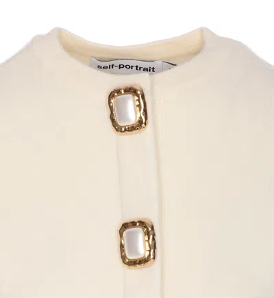 Self-portrait Wool Cardigan In White