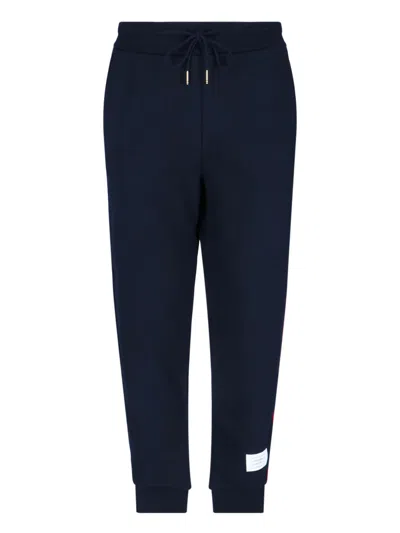 Thom Browne Classic Loopback Sweatpants With Rwb Side Stripes In Blue