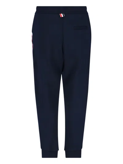 Thom Browne Classic Loopback Sweatpants With Rwb Side Stripes In Blue