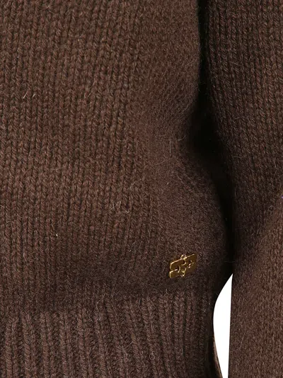 Ganni V-neck Sweater In Brown