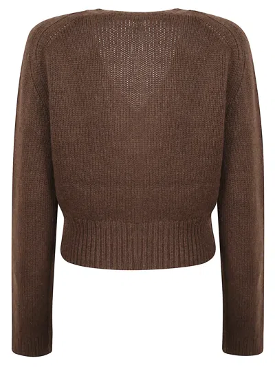 Ganni V-neck Sweater In Brown