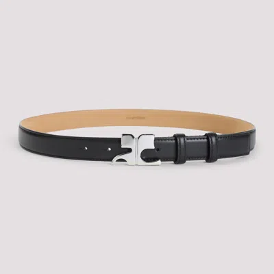 Courrèges Logo-buckle Leather Belt In Black