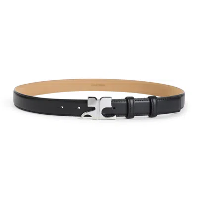 Courrèges Logo-buckle Leather Belt In Black