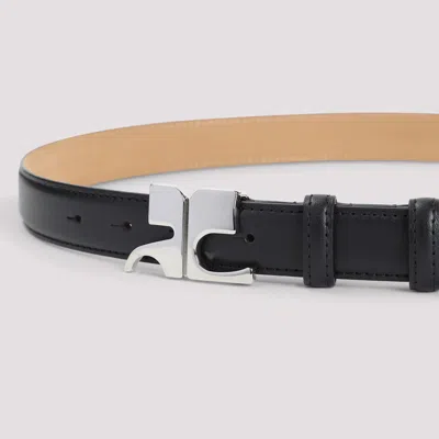 Courrèges Logo-buckle Leather Belt In Black