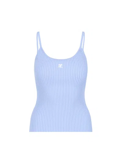 Courrèges Blue Rib Knit Camisole In Blue