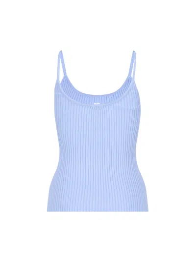 Courrèges Blue Rib Knit Camisole In Blue