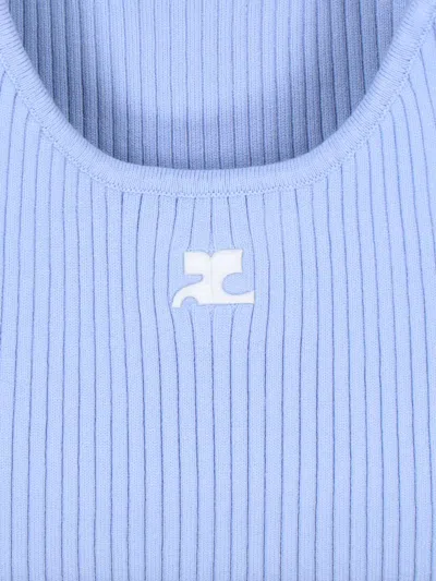 Courrèges Blue Rib Knit Camisole In Blue